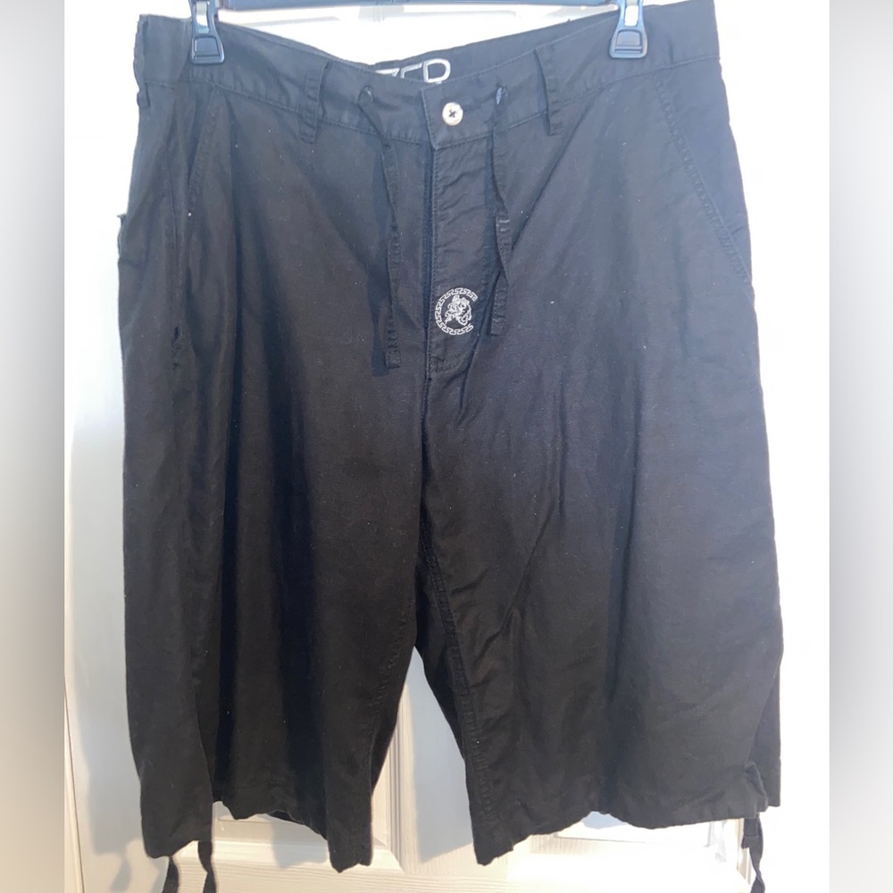 Mens black Linen cotton blend casual shorts size 38